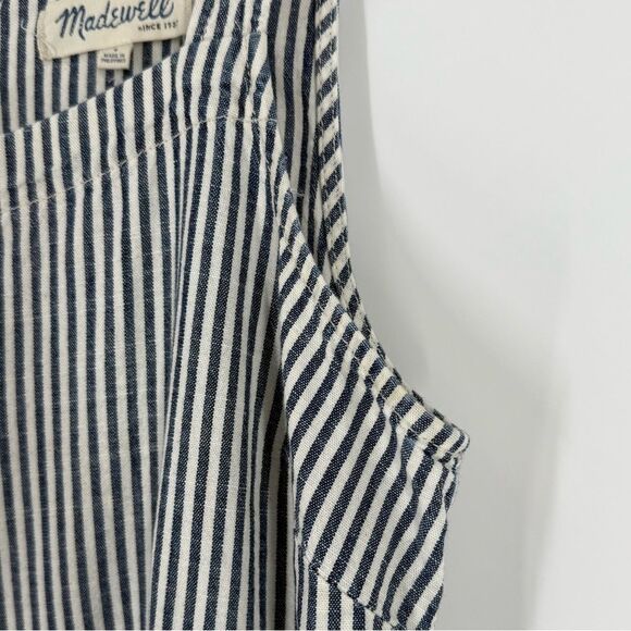 Madewell Muralist Sleeveless Wide Leg Jumpsuit in Blue/White Stripe | Size 4 - Picture 8 of 9
